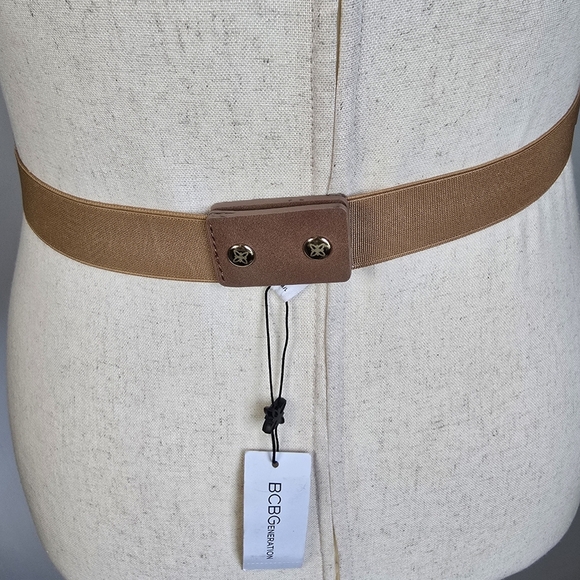 BCBGeneration New Tan Cognac O-Ring Knot Vegan Leather Statemen Belt Size M/L - Picture 5 of 11